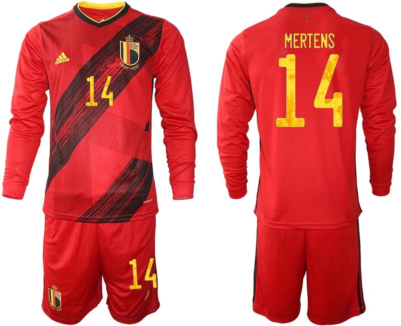 Men 2021 European Cup Belgium home Long sleeve #14 soccer jerseys